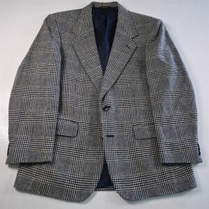 Vtg Farah 40R Big Blue Wool Tweed Glenn Check Mens Blazer Suit Jacket Sport Coat